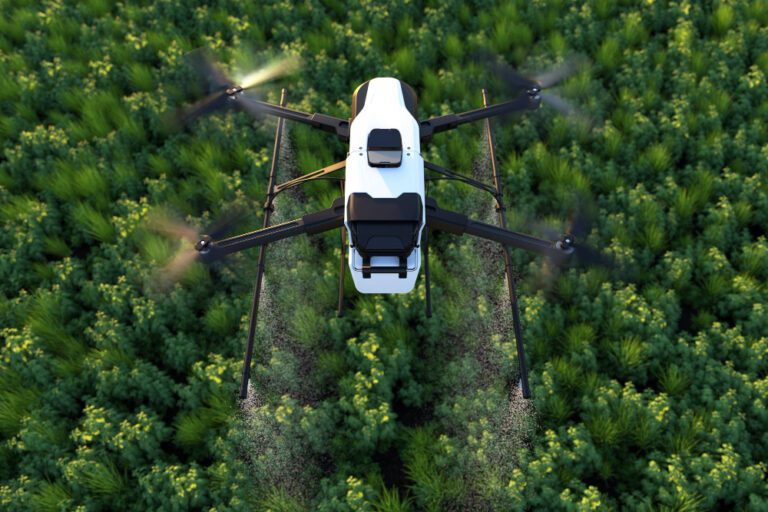 drone-spraying-fertilizer-vegetable-green-plants-agriculture-technology-farm-automation
